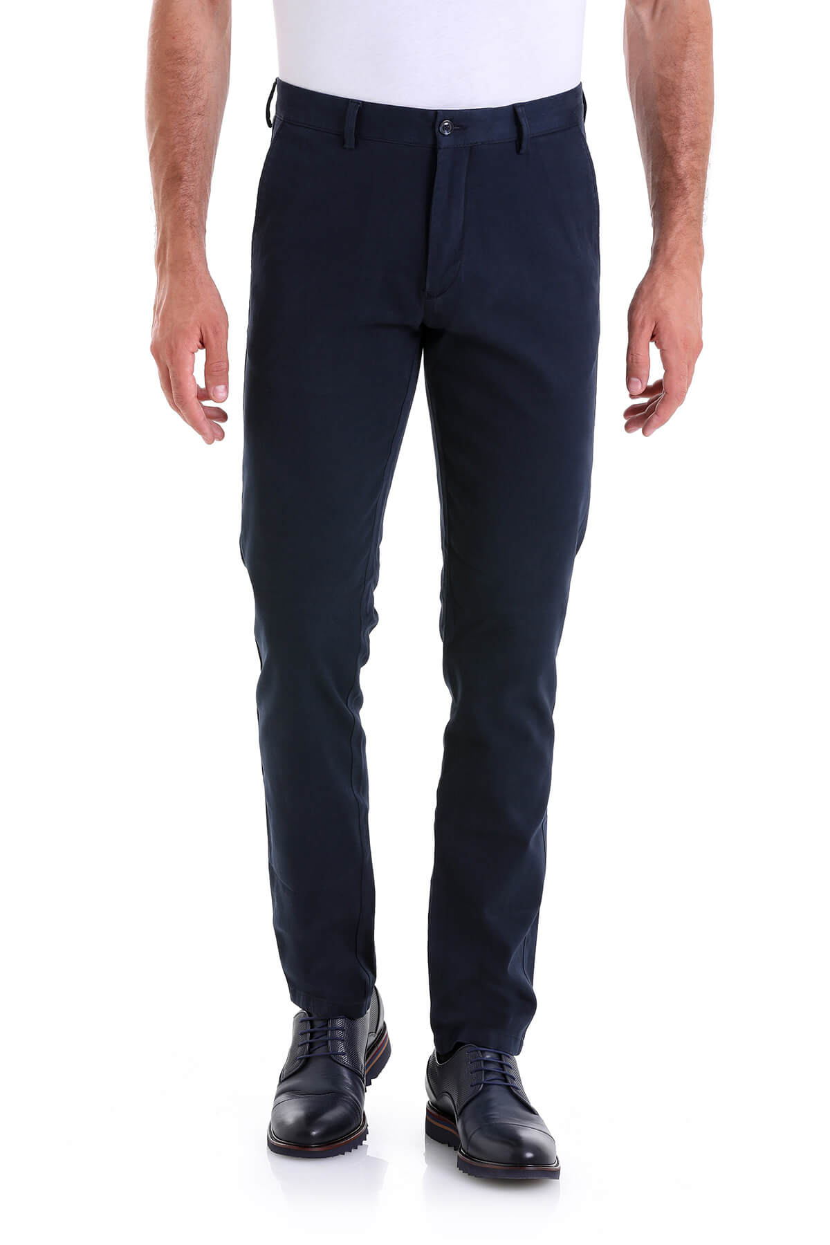 Dynamic Fit High Waist Cotton Navy Casual Pants - MIB