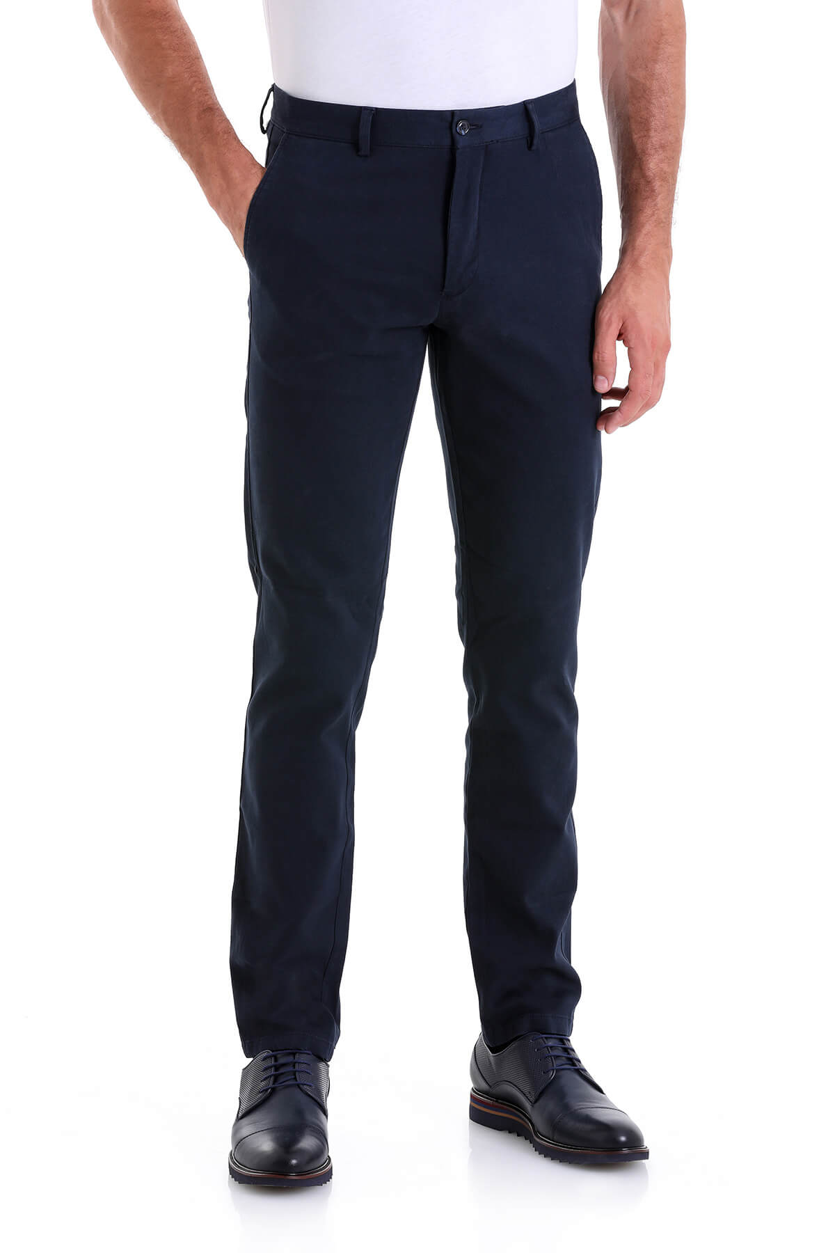 Dynamic Fit High Waist Cotton Navy Casual Pants - MIB