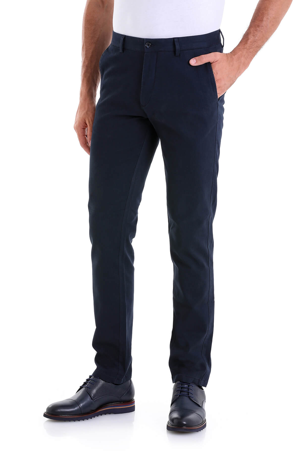 Dynamic Fit High Waist Cotton Navy Casual Pants - MIB