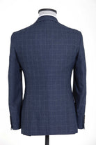 Dynamic Fit Peak Lapel Plaid Navy Casual Suit - MIB