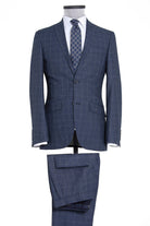 Dynamic Fit Peak Lapel Plaid Navy Casual Suit - MIB