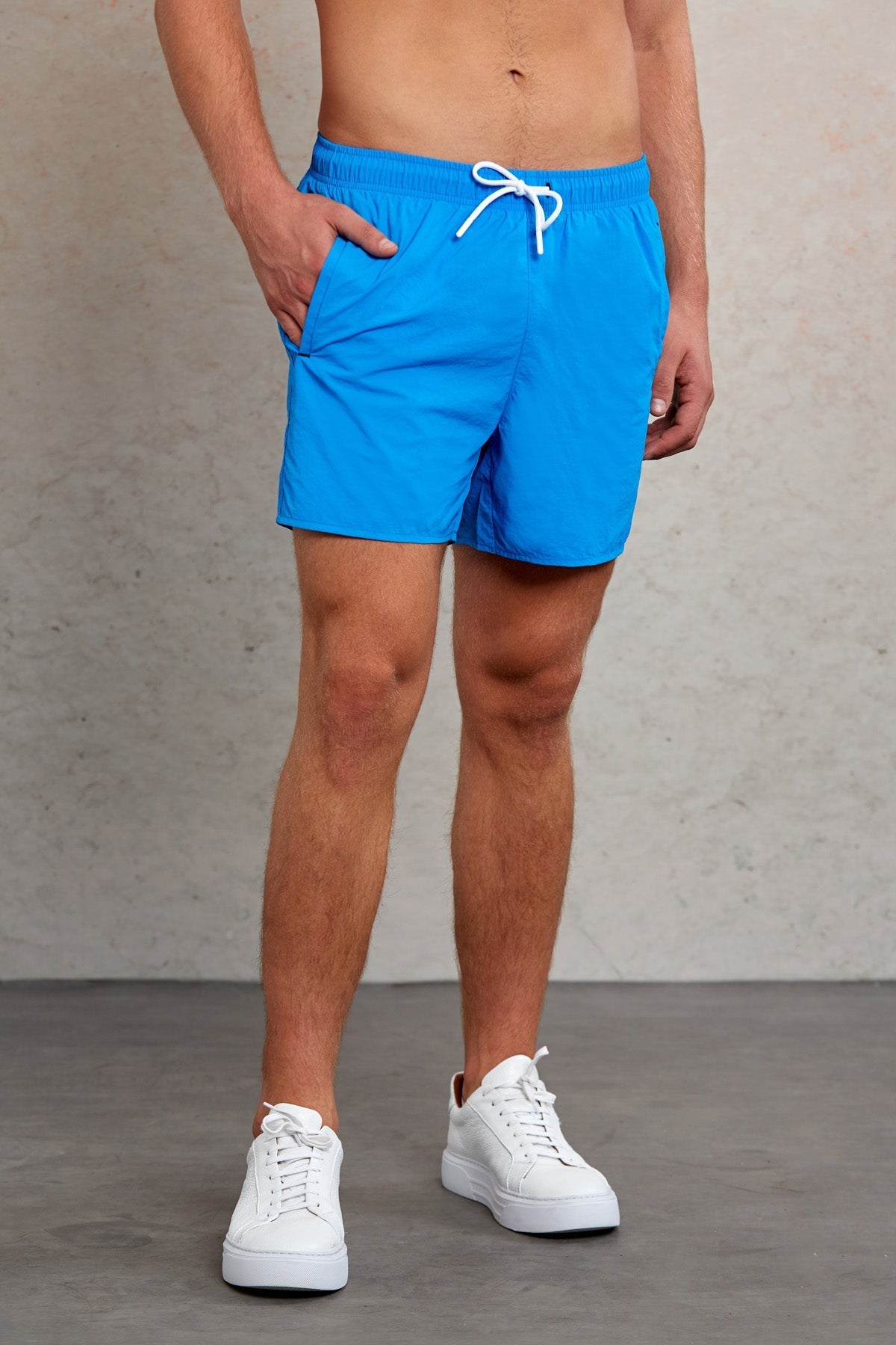 Dynamic Fit Side Pocket Plain Quick Dry Navy Swim Trunks