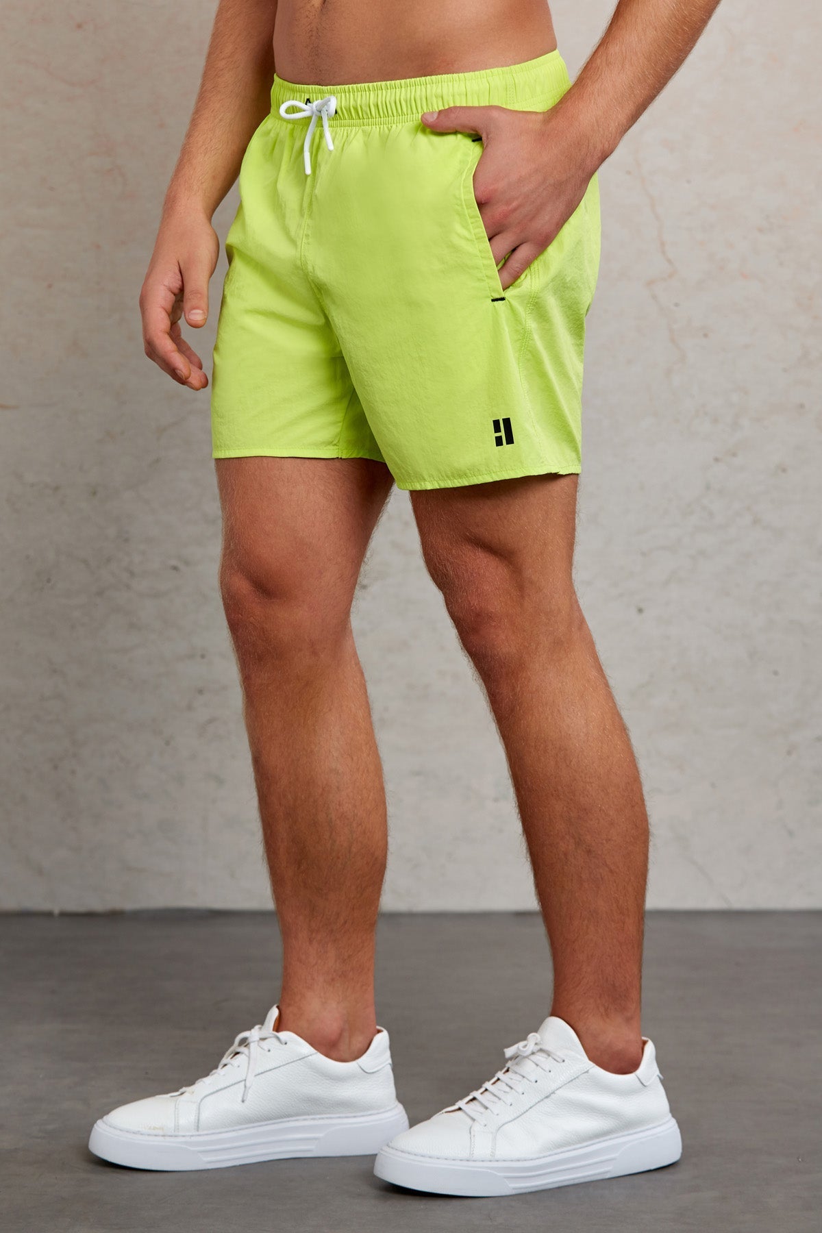 Dynamic Fit Side Pocket Plain Quick Dry Navy Swim Trunks