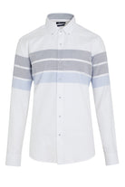 Dynamic Fit Striped Cotton Blend White Casual Shirt - MIB