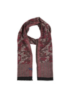 Gray - Burgundy Camouflage Patterned Scarf - MIB