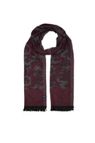 Gray - Burgundy Patterned Scarf - MIB