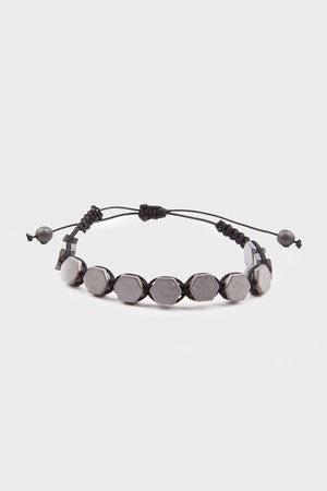 Gray Hexagonal Beads Natural Stone Bracelet - MIB