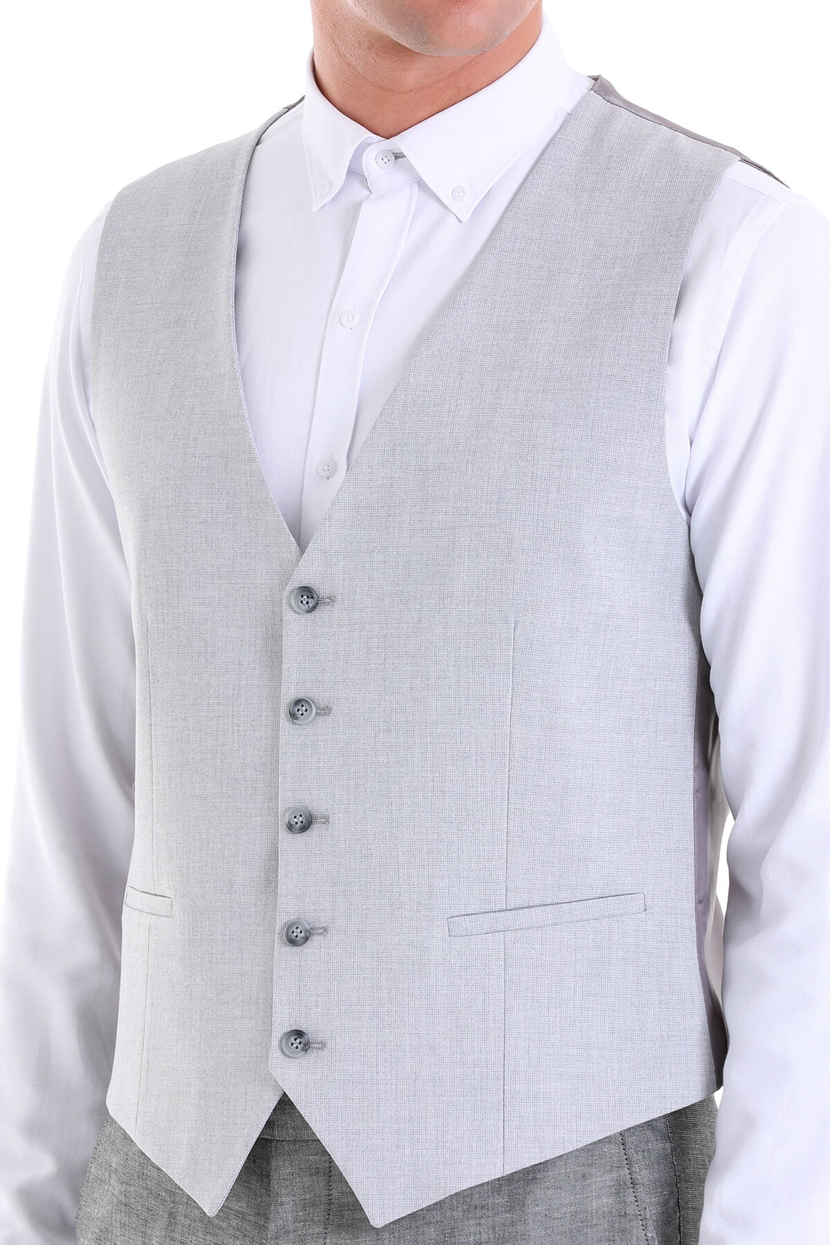 Gray Slim Fit Louis Vest Padded - SAYKI