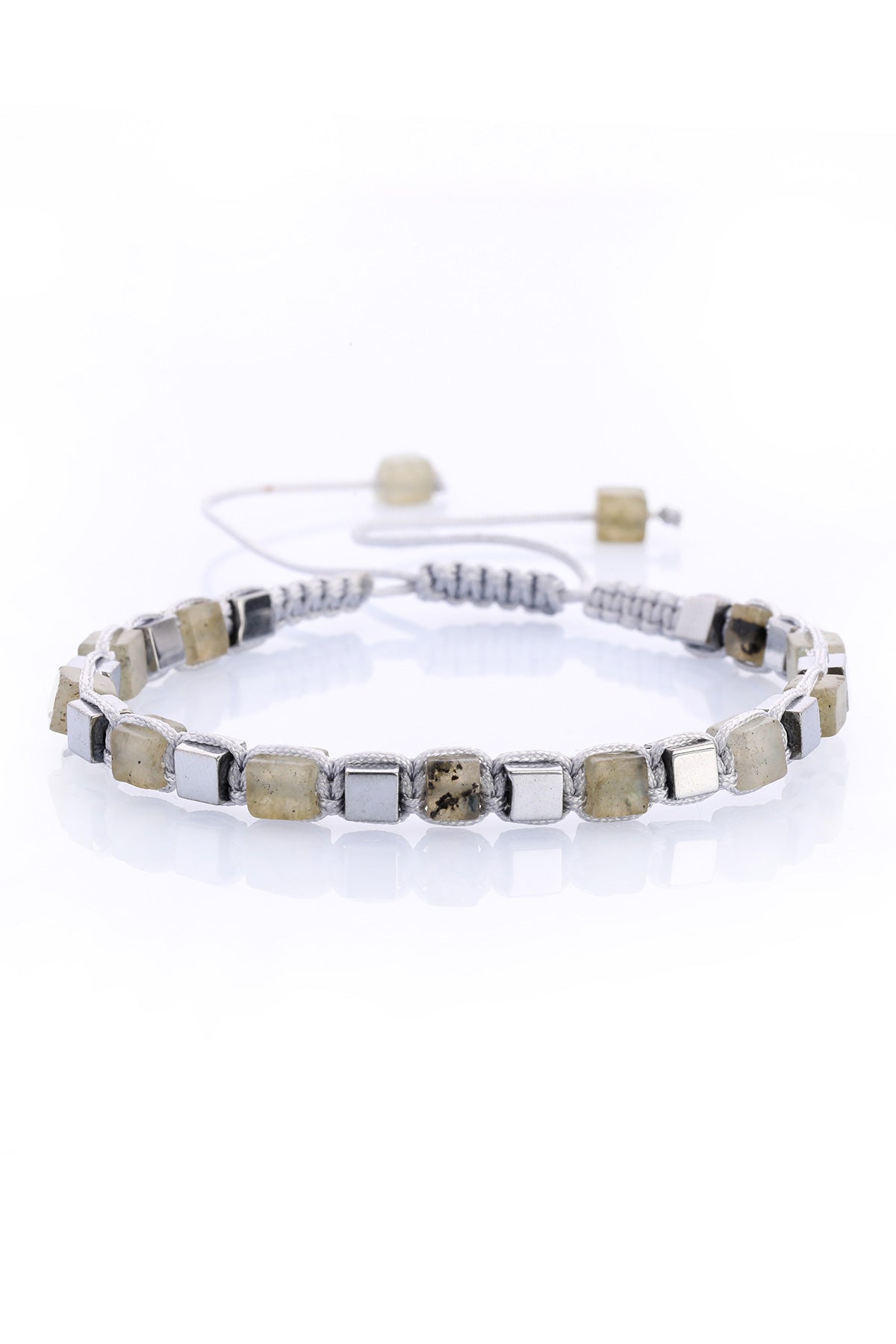 Gray Square-Cut Natural Stone Bracelet - MIB