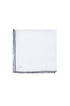 Gray Trim Classic White Pocket Square - MIB