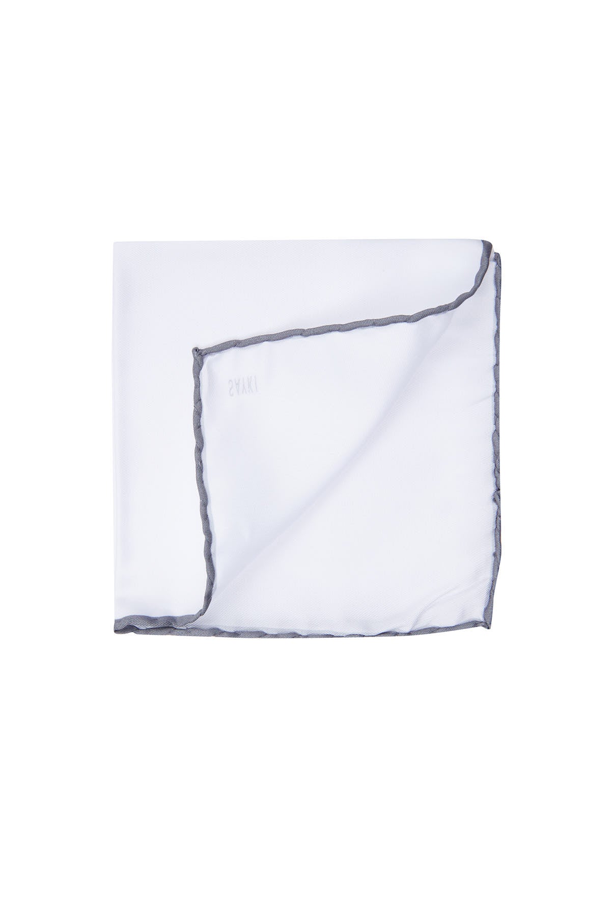 Gray Trim Classic White Pocket Square - MIB