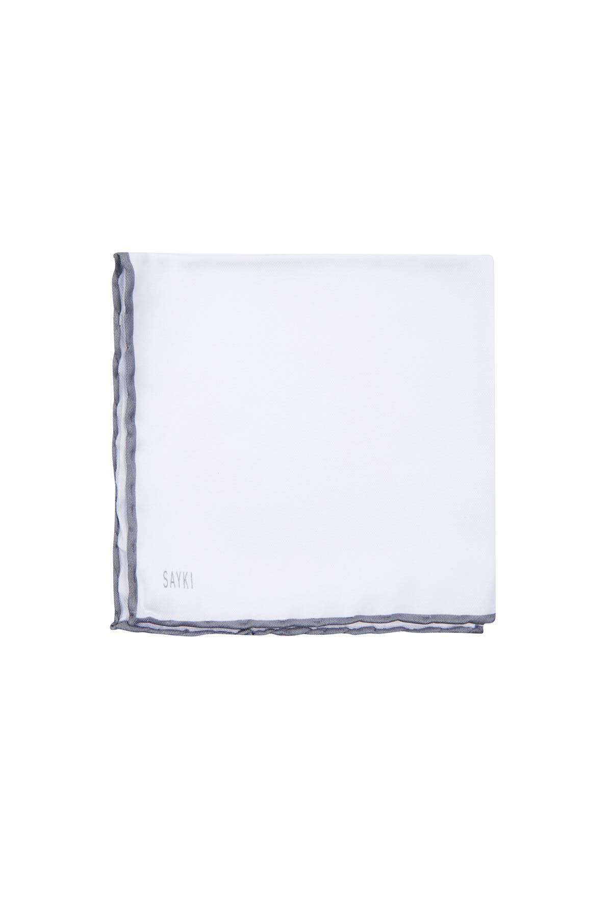 Gray Trim Classic White Pocket Square - MIB