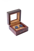 Grid Blue Natural Stone Square Cufflinks - MIB