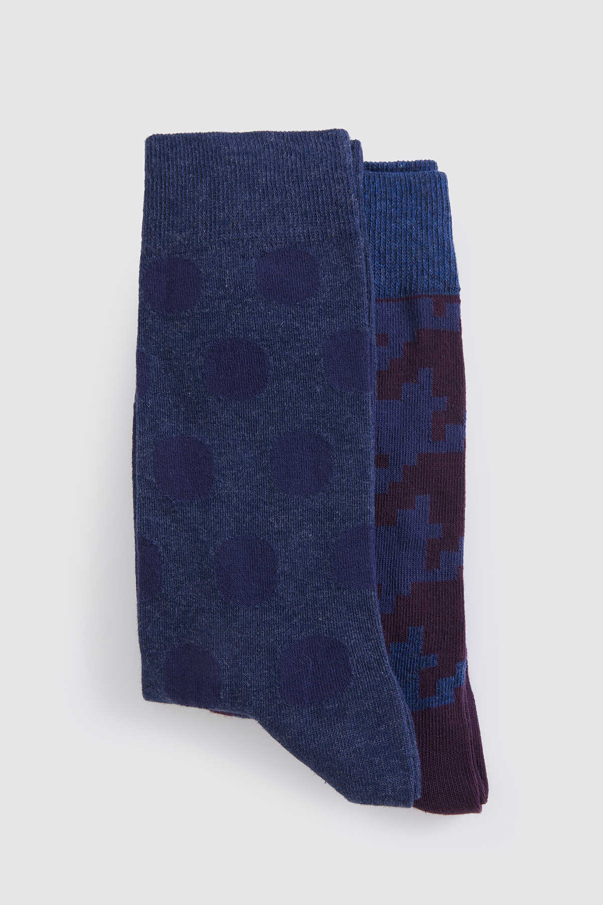 Modelled Cotton Dark Blue - Dark Burgundy Socks Dark Blue