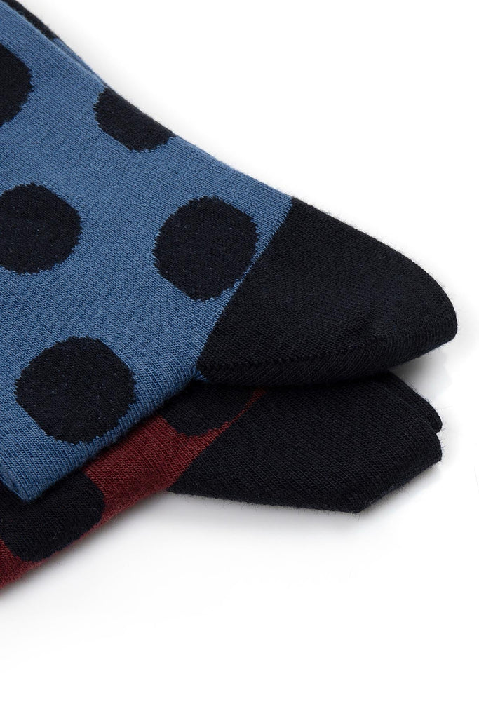 Modelled Cotton Navy - Brown Socks Indigo - Burgundy - MIB