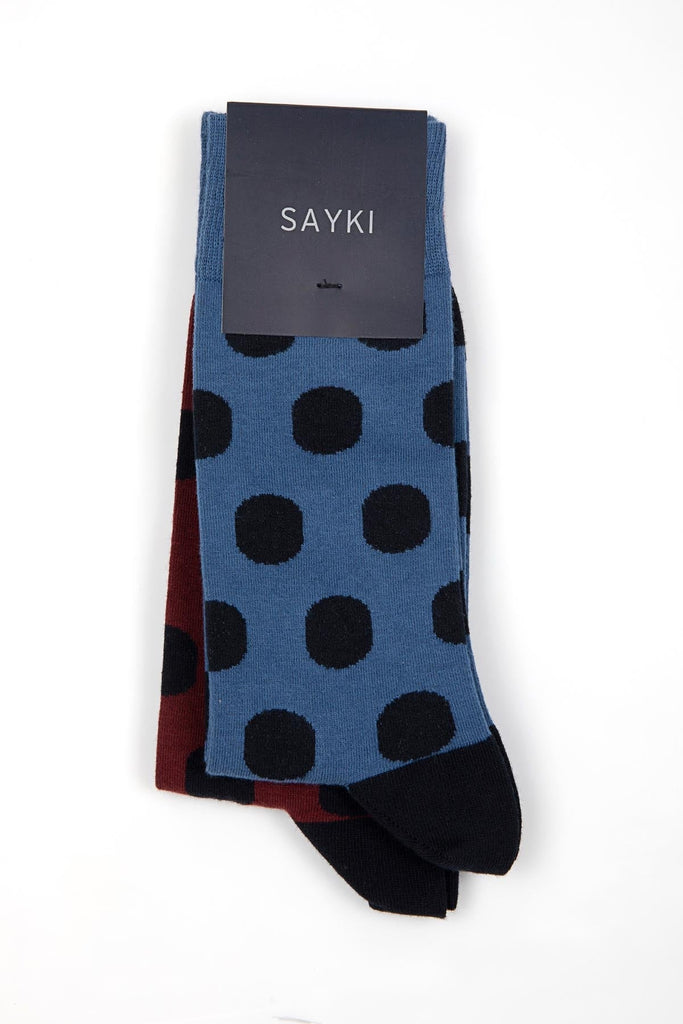 Modelled Cotton Navy - Brown Socks Indigo - Burgundy - MIB