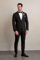 Muscle Fit Release Peak Lapel Patterned Black Classic