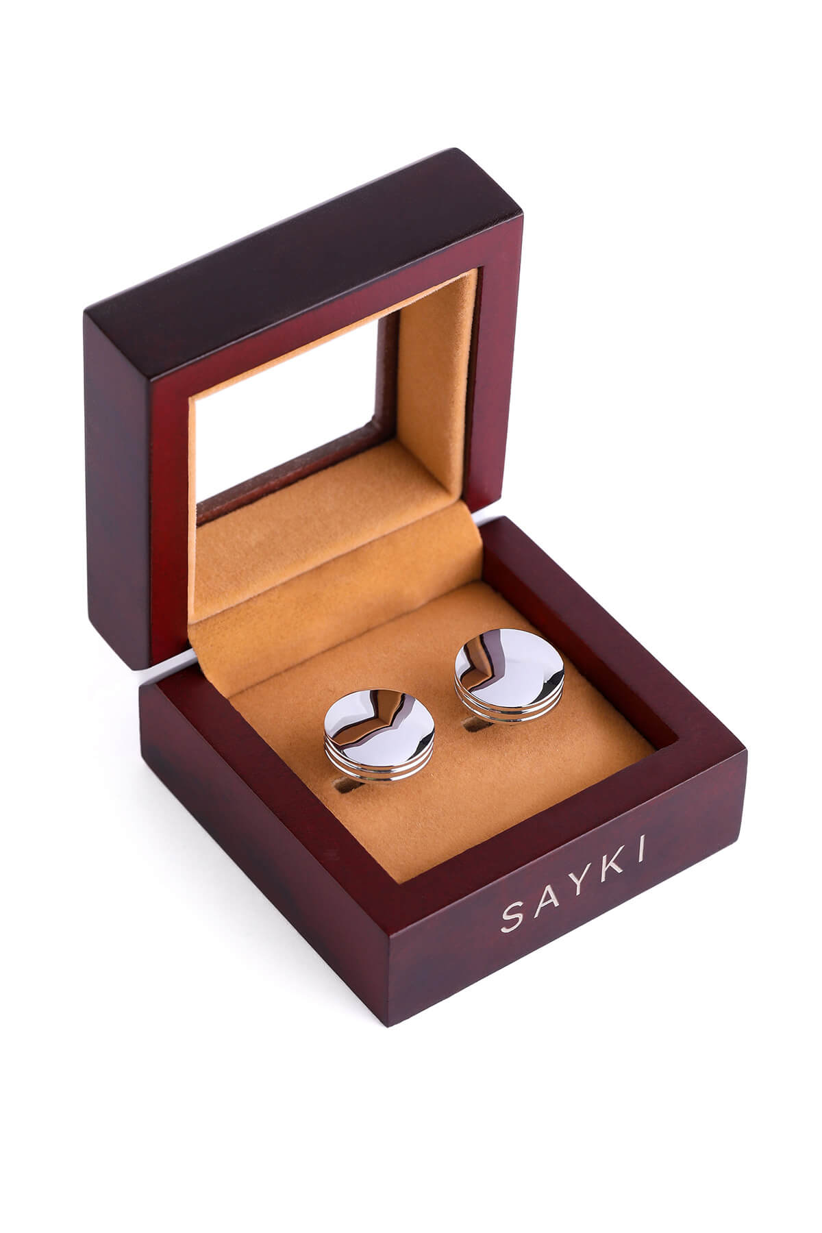 Natural Stone Solid Round Cufflinks - MIB