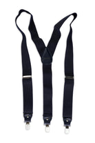 Navy Elastic Diagonal Patterned Suspenders - MIB