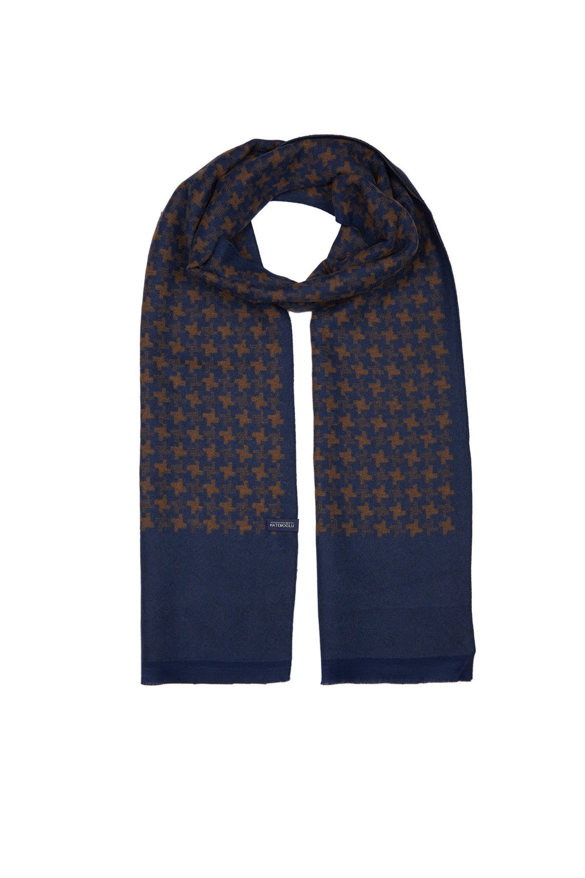 Navy - Gold Patterned Scarf - MIB