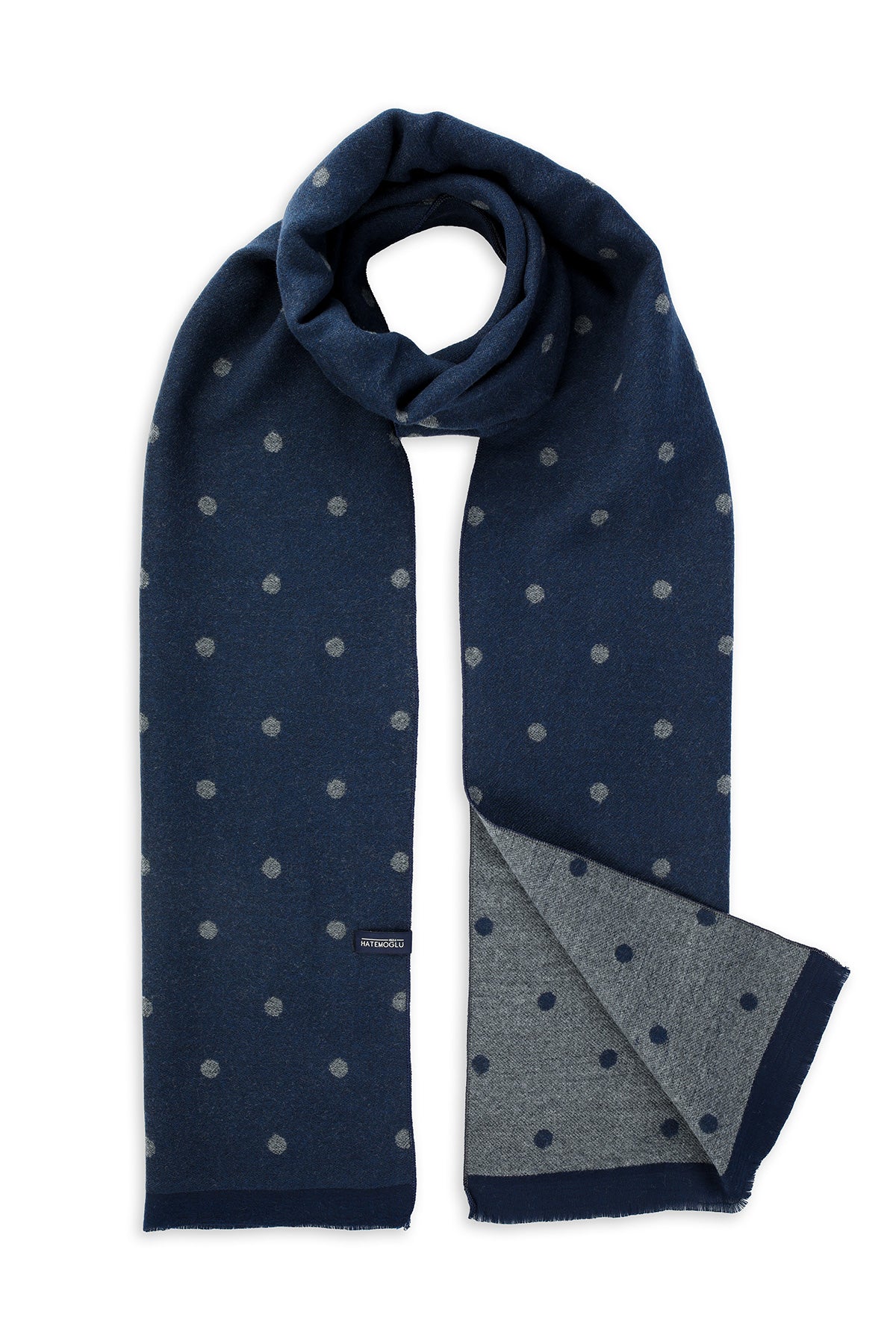 Navy - Gray Dot Patterned Scarf - MIB