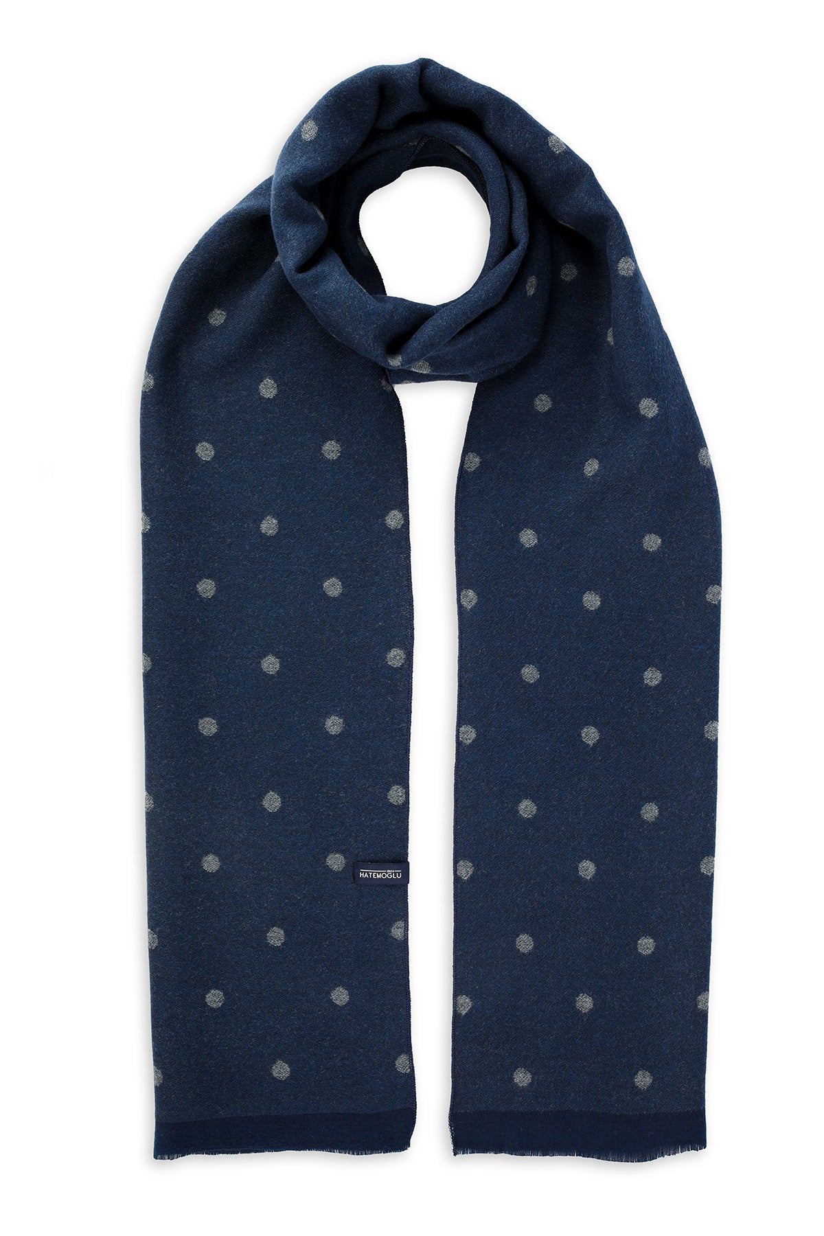 Navy - Gray Dot Patterned Scarf - MIB