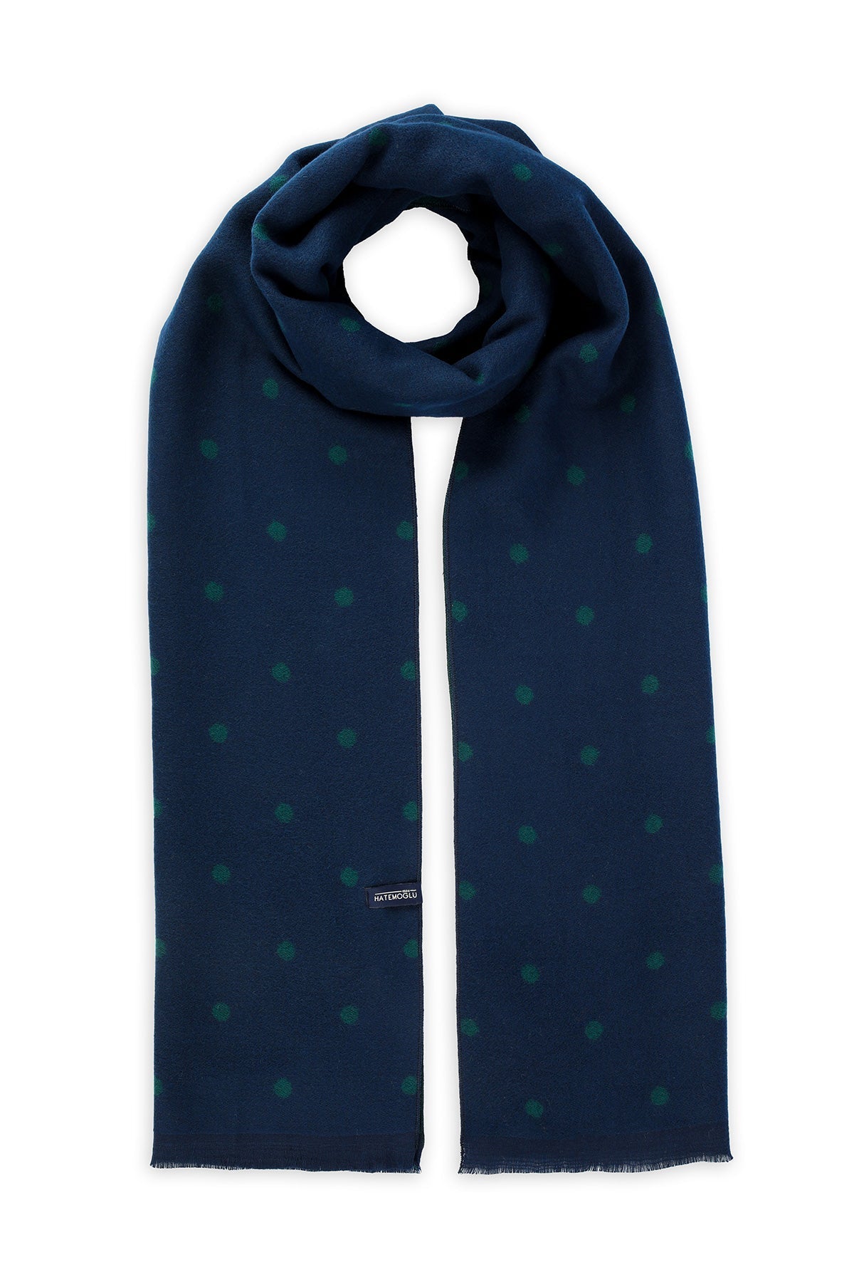 Navy - Green Dot Patterned Scarf - MIB