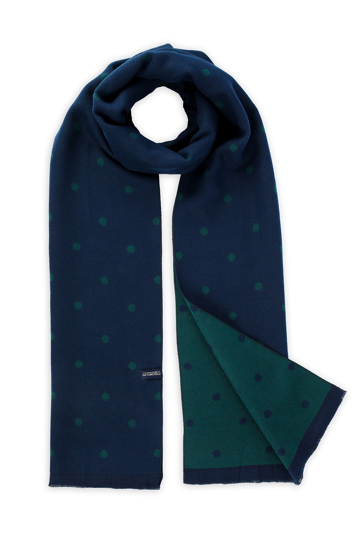 Navy - Green Dot Patterned Scarf - MIB