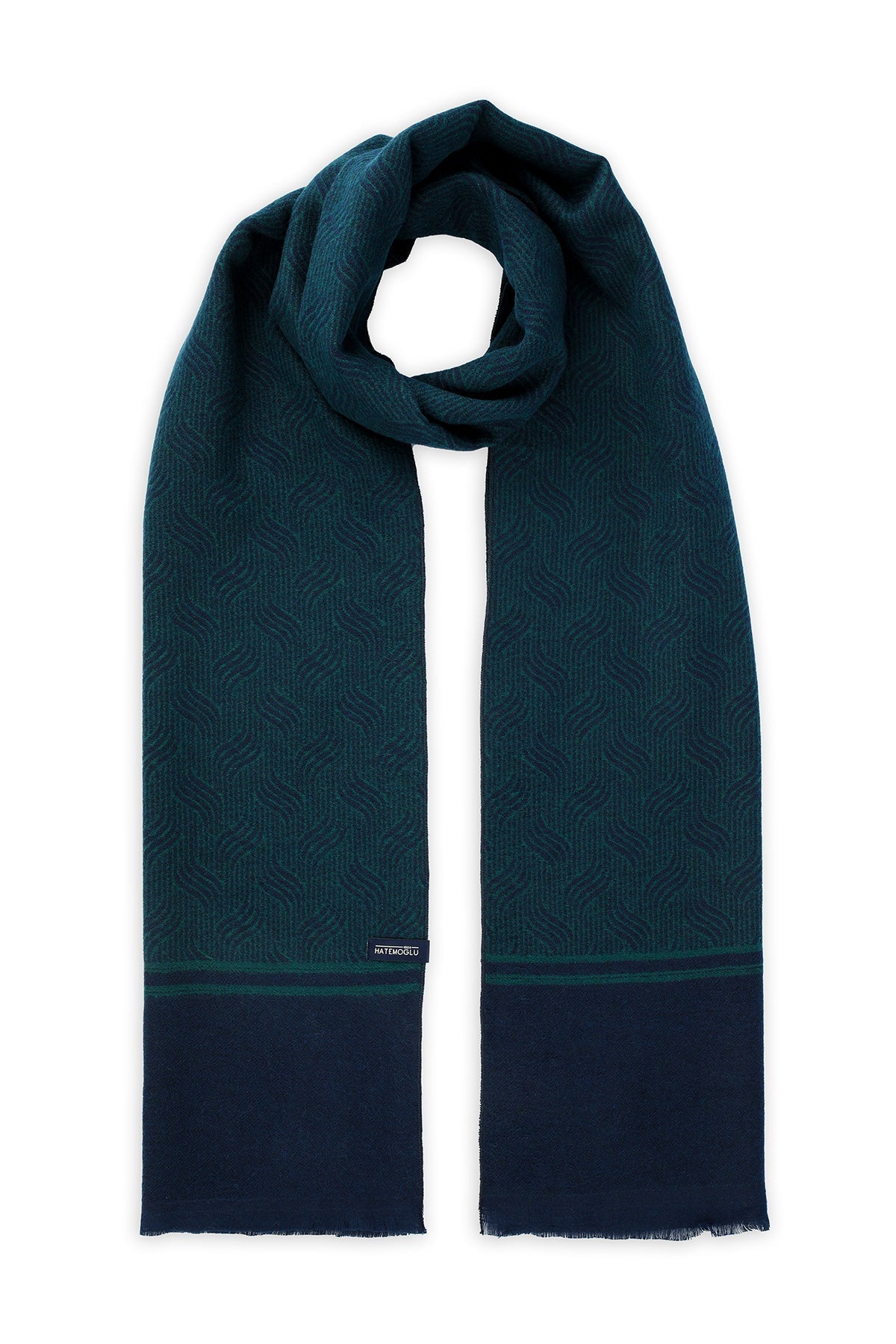 Navy - Green Patterned Scarf - MIB