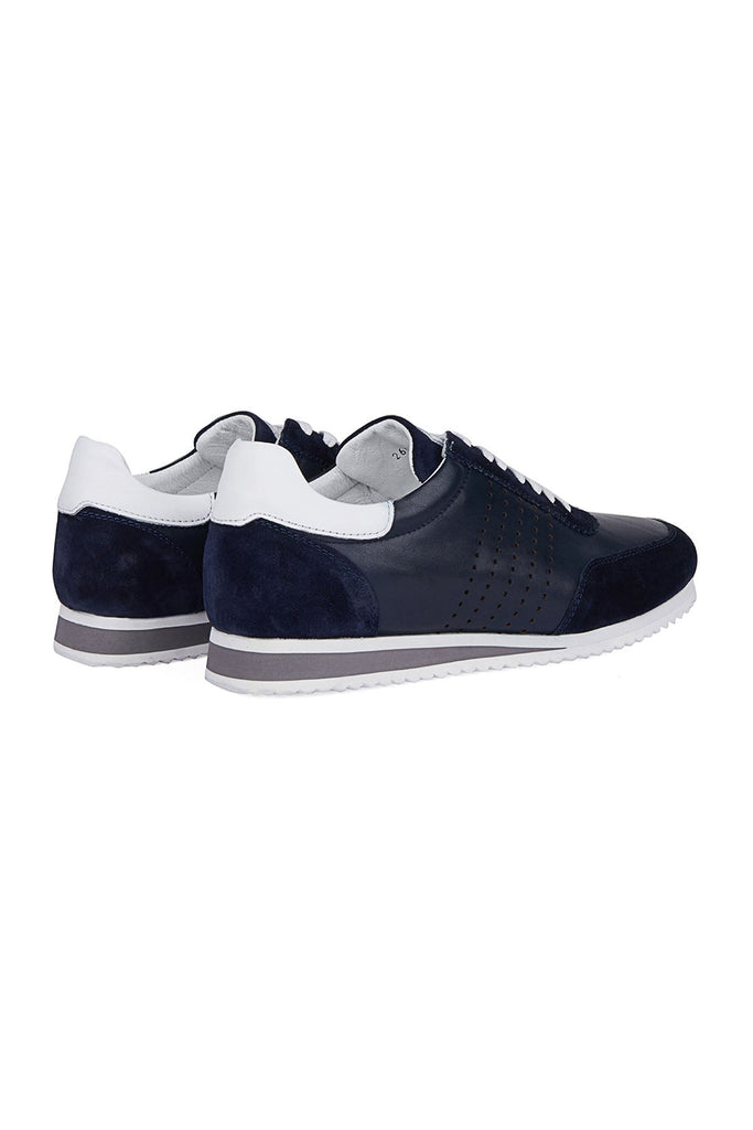 Navy Lace-Up Leather Sneakers - MIB