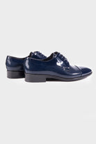 Navy Patent Leather Lace-Up Oxford Tuxedo Shoes - MIB