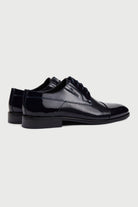 Navy Patent Leather Lace-Up Textured Tuxedo Shoes - MIB