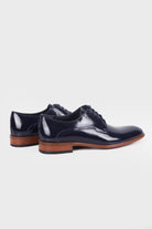 Navy Patent Patent Leather Lace-Up Tuxedo Shoes Navy Patent