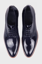 Navy Patent Patent Leather Lace-Up Tuxedo Shoes Navy Patent