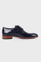 Navy Patent Patent Leather Lace-Up Tuxedo Shoes Navy Patent