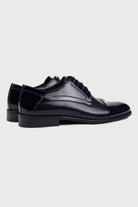 Navy Patent Leather Perforated Lace-Up Tuxedo Shoes - MIB