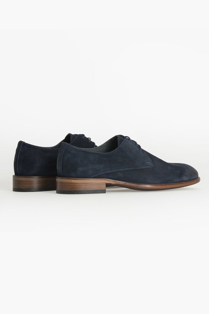 Navy Suede Casual Lace-Up Shoes in 100% Genuine Leather