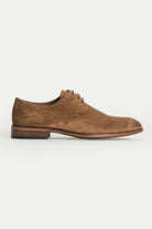 Navy Suede Casual Lace-Up Shoes in 100% Genuine Leather Tan