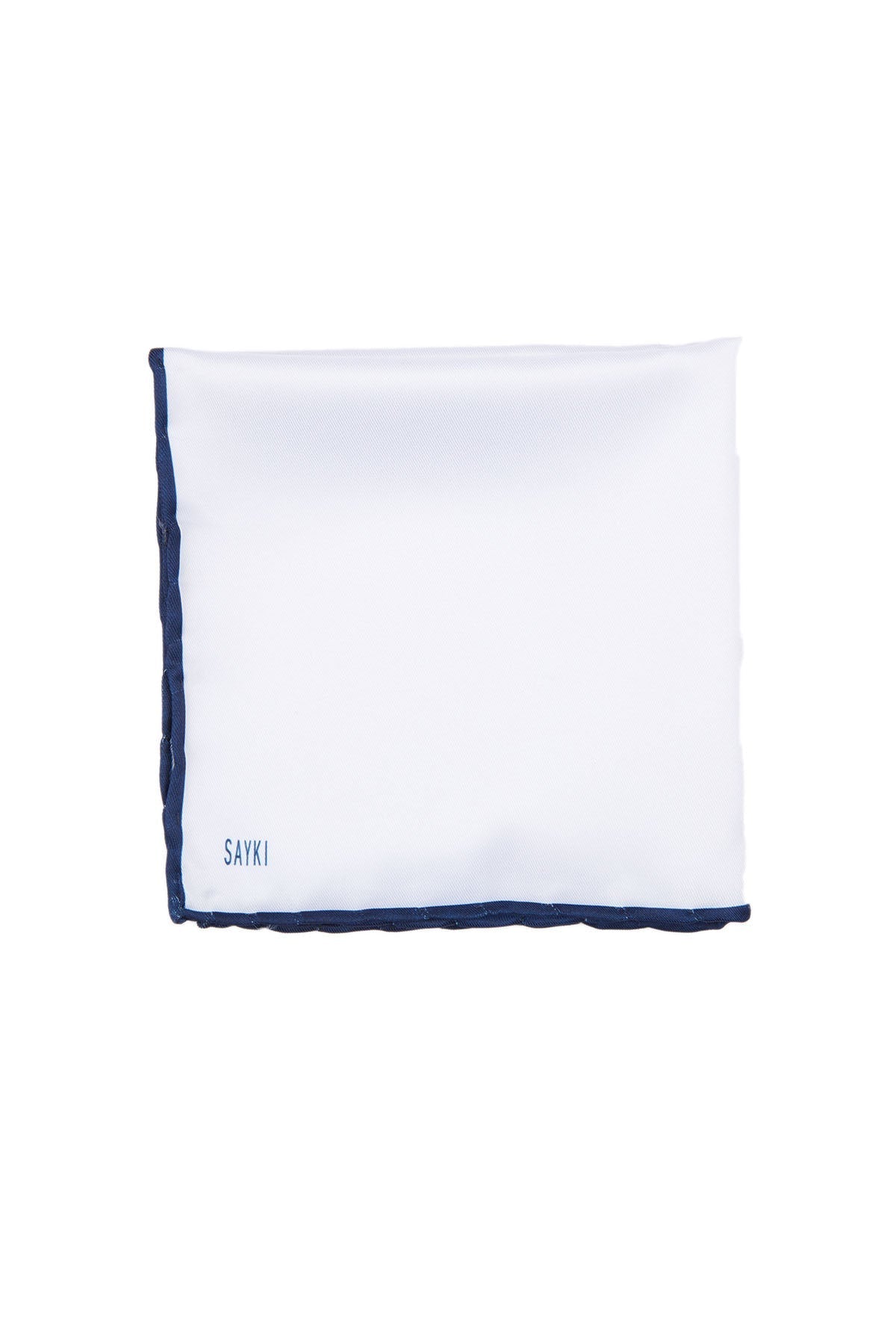 Navy Trim Classic White Pocket Square - MIB