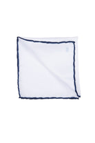 Navy Trim Classic White Pocket Square - MIB