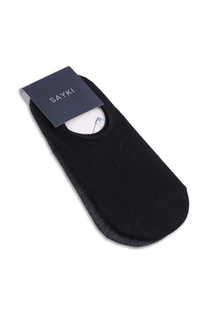 No Show Basic Cotton Black-White Socks Black-Charcoal - MIB