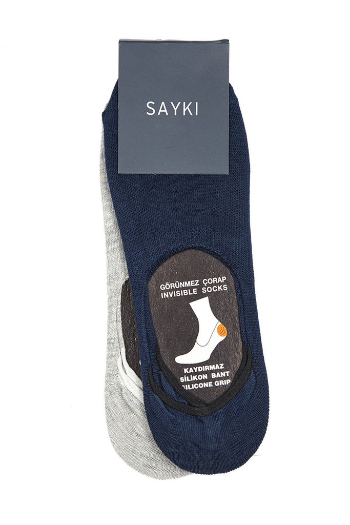 No Show Basic Cotton Navy-Gray Socks Navy-Gray - MIB