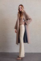 Oversize Michelle Belted Peak Lapel Coat - MIB