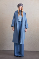 Oversize Michelle Belted Peak Lapel Coat - MIB