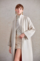 Oversize Michelle Belted Peak Lapel Coat - MIB