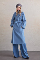 Oversize Michelle Belted Peak Lapel Coat - MIB