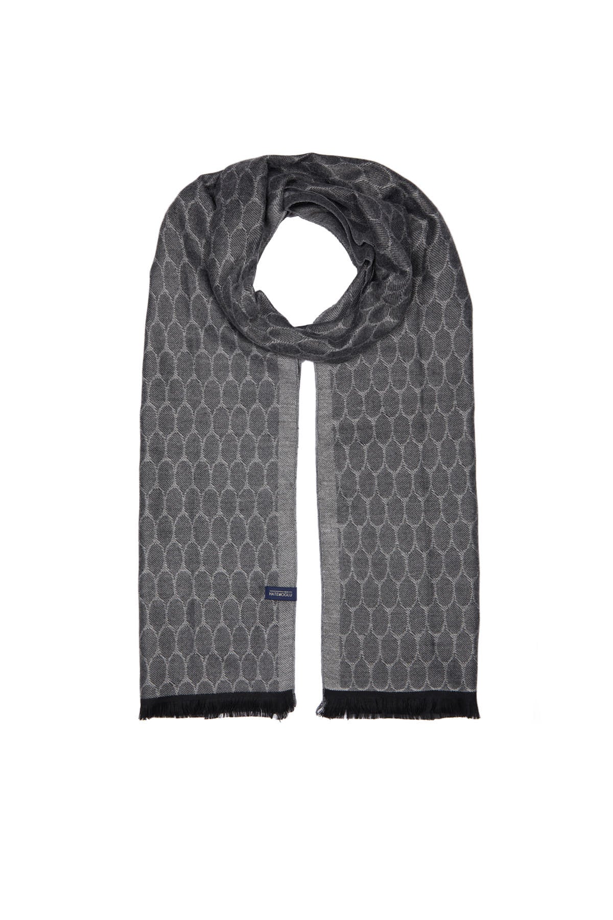 Patterned Black Scarf Gray-Black 18 - SAYKI