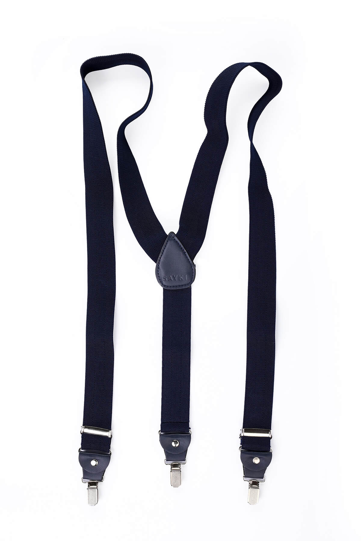 Patterned Black Suspenders Navy - MIB