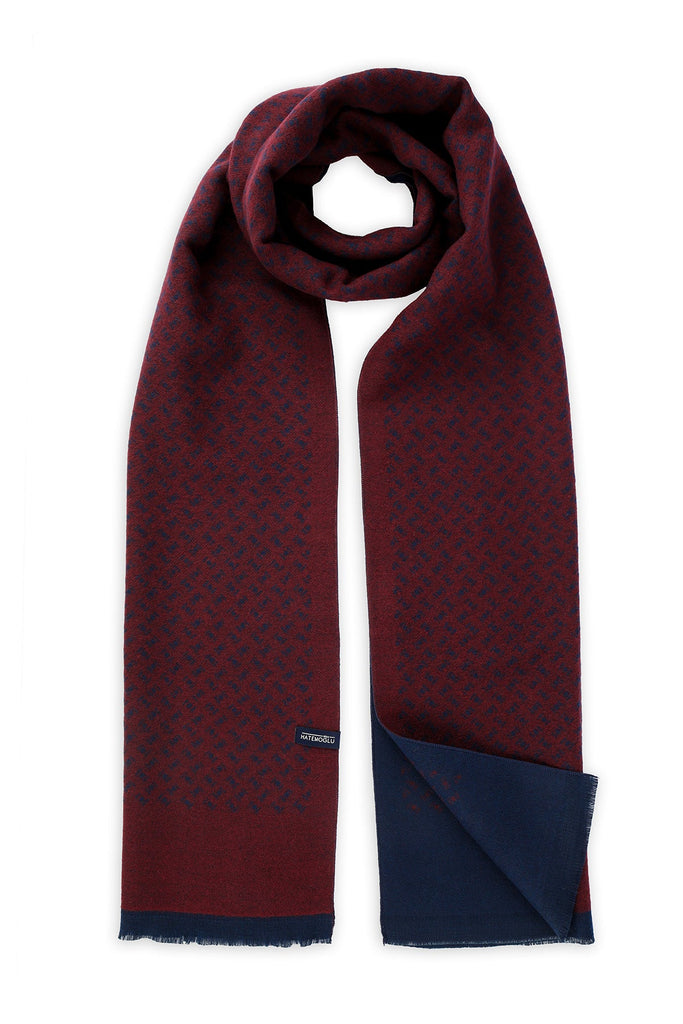 Patterned Burgundy-Navy Scarf Burgundy-Navy 1 - MIB