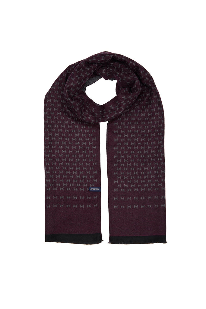 Patterned Burgundy-Navy Scarf Burgundy-Gray 8 - MIB